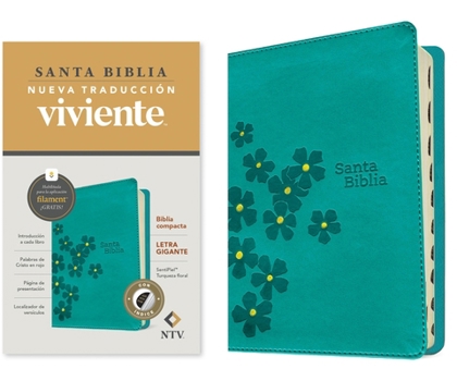 Biblia compacta NTV, letra gigante con Filament (SentiPiel, Turquesa floral, Índice, Letra Roja) (Spanish Edition)