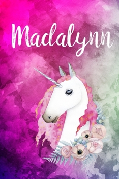 Madalynn: Cute Unicorn Notebook Writing Journal for Girls,6x9 dimension|121pages,Personalized With Name,  Personalized Writing Journal,Notebook for Women and Girls, Personalized Notebook/Journal Gift