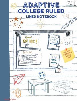 Adaptive College-Ruled Line Paper Notebook with Yellow Writing Zone and dotted midline: 100 pages. 9/32 in lines. Standard college ruled lines