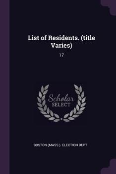 Paperback List of Residents. (title Varies): 17 Book