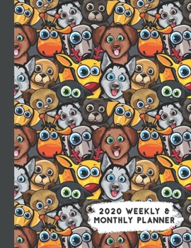 Paperback 2020 Weekly & Monthly Planner: Funny Cat Huskie Dog Animal Themed Calendar & Journal Book