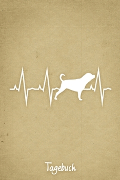 Tagebuch: Beiges liniertes Rottweiler Hunde Journal Herzschlag ca DIN A5 weiß liniert 110 Seiten (German Edition)