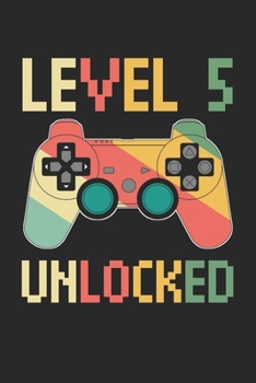 Level 5 complete: funny 5th Gamer Birthday Gift retro vintage notebook / journal gaming lovers gift