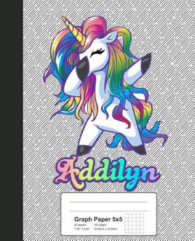 Paperback Graph Paper 5x5: ADDILYN Unicorn Rainbow Notebook Book