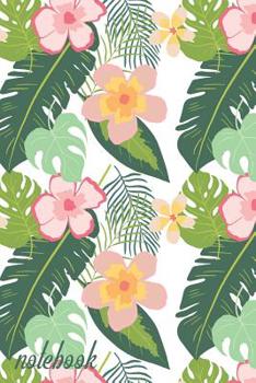 Notebook: Wide Ruled Composition Notebook : Pink & Green Tropical Plants : Hibiscus Flower