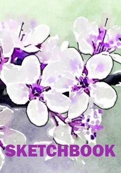 Paperback sketchbook: sketchbook with flowers in purple and white. Book