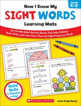 Paperback Now I Know My Sight Words Learning Mats, Grades K-2 Book