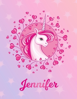 Jennifer: Unicorn Large Blank Primary Handwriting Learn to Write Practice Paper for  Girls | Pink Purple Magical Horse Personalized Letter J Initial ... Learning | Use Imagination to Create Tales