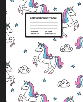 Composition Notebook: Cute Unicorns | Wide Ruled Paper Journal | Blank Lined Workbook for Teens Kids Students Girls, for Home School & Writing Notes