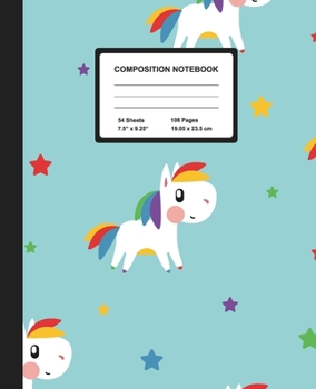 Composition Notebook: Cute Little Unicorn | Wide Ruled Paper Journal | Blank Lined Workbook for Teens Kids Students Girls, for Home School & Writing Notes