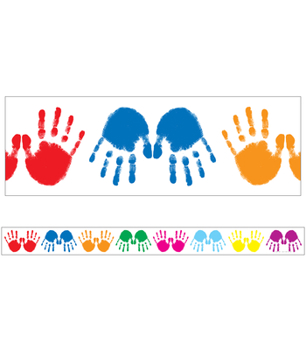 Paperback Colorful Handprints Straight Borders Book