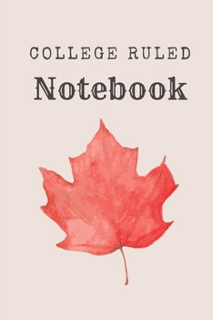 Paperback College Ruled Notebook: Red Orange Maple Tree Leaf Autumn Watercolor Illustration Lined Journal Book