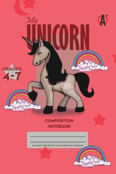Paperback My Unicorn Primary Composition 4-7 Notebook, 102 Sheets, 6 x 9 Inch Pink Cover Book