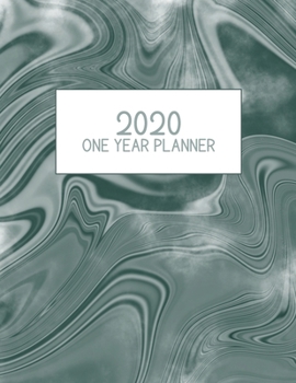 2020 One Year Planner: Jan 2020-Dec 2020, 1 Year Planner, grey green marble digital paper cover, featuring 2020 Overview, daily, weekly, monthly view, ... list, reminders, and goals. 8.5" X 11" sized.