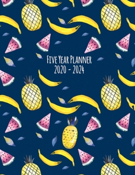 Five Year Planner: 2020-2024 Monthly Calendar - Tropical Fruits