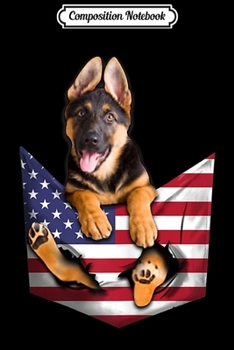 Composition Notebook: German Shepherd In Pocket American Flag 4th July Gift T-Shir Journal/Notebook Blank Lined Ruled 6x9 100 Pages