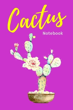 Paperback Purple Cactus Flower Notebook. Flower Cactus Plant 120 Blank Lined Page Journal, Size 6x9 College Ruled Composition Notebook. Great Gift for Succulent Book