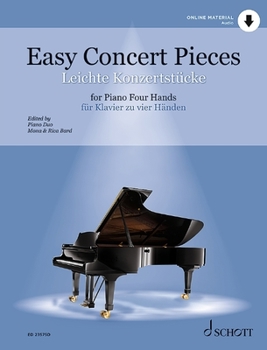 Paperback Easy Concert Pieces for Piano Four Hands Play-Along with Online Audio Book