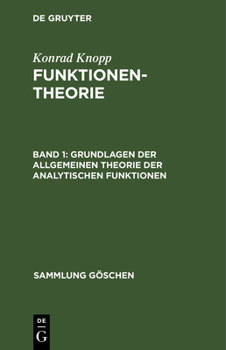 Hardcover Grundlagen der allgemeinen Theorie der analytischen Funktionen [German] Book