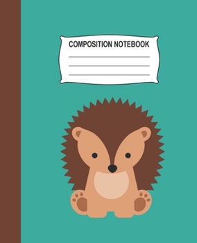 Paperback Composition Notebook: Aqua Wide Ruled Notebook With A Cute Baby Hedgehog Book