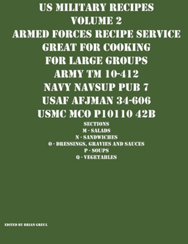 Paperback US Military Recipes Volume 2 Armed Forces Recipe Service Great for Cooking for Large Groups Book