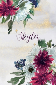 Skyler: Personalized Journal Gift Idea  for Women (Burgundy and White Mums)