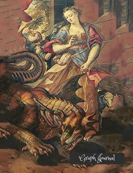 Dragon Graph Journal: Quad ruled 4x4, math, science, games, children. Vintage fantasy art cover, large blank graphic paper notebook, 8.5 x 1