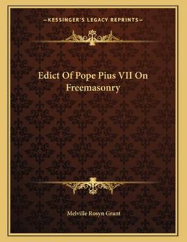 Paperback Edict of Pope Pius VII on Freemasonry Book