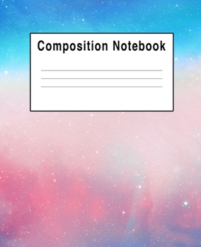 Paperback Composition Notebook: Iridescent Blue Pink Rainbow Space Galaxy Book