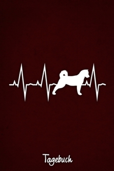 Tagebuch: Rotes liniertes American Akita Hunde Journal Herzschlag ca DIN A5 weiß liniert 110 Seiten (German Edition)