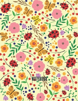 Notebook: A Cute Ladybugs and Butterflies Practice Writing Composition Journal, A Blank 8.5x11" Full Page Practice Writing Composition Notepad With Dashed Midline With 120 Practice Pages For School