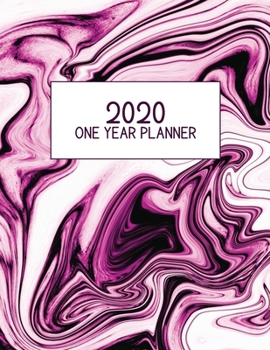 2020 One Year Planner: Jan 2020-Dec 2020, 1 Year Planner, pink marble digital paper cover, featuring 2020 Overview, daily, weekly, monthly view, ... list, reminders, and goals. 8.5" X 11" sized.