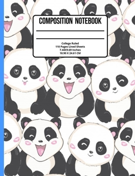 Paperback Composition Notebook College Ruled: Panda 110 Pages Book