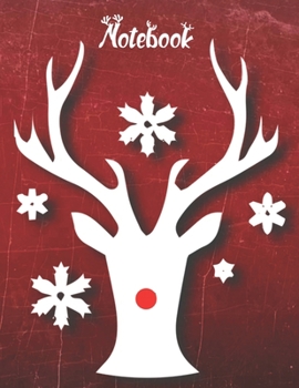 Notebook: Red Reindeer Grunge - Wide Ruled - Legal Ruled Paper, Lined Journal, Large Size to Meet Your Needs