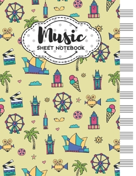 Paperback Music Sheet Notebook: Blank Staff Manuscript Paper with Los Angeles Themed Cover Design Book