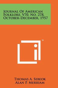 Paperback Journal of American Folklore, V70, No. 278, October-December, 1957 Book