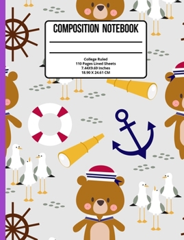 Paperback Composition Notebook College Ruled: Bear 110 Pages Book