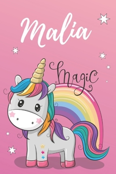 personalisiertes Notizbuch Einhorn / Journal / Malbuch / Tagebuch / Kritzelbuch / DIN A5 / Geschenk Malia: individuelles personalisiertes blanko ... ... Geschenk für Frauen. (German Edition)