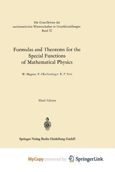 Paperback Formulas and Theorems for the Special Functions of Mathematical Physics Book