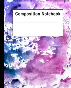 Paperback Composition Notebook: Pink Blue White Watercolor Splats Book