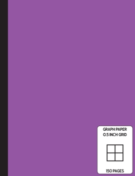 Low Vision Notebook: 0.5 Inch Graph Paper | Full Size Grid Ruled Notebook | Large Print Page Numbers | Purple Cover