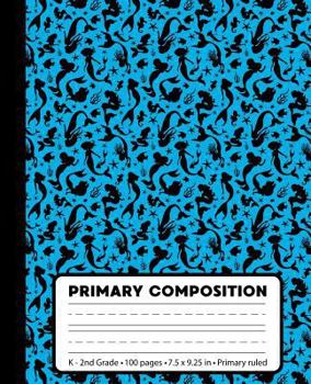 Paperback Primary Composition: Mermaid Blue Marble Composition Book for Girls K-2. Beautiful notebook handwriting paper. Primary ruled - middle dotte Book