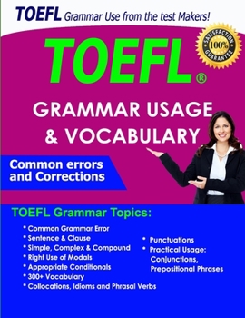 Paperback TOEFL common Grammar errors and Corrections: TOEFL Grammar Usage and Vocabulary, 200+ Grammar rules, phrases and idiom, Sentence & Clause, Simple-Comp Book