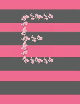 E: Monogram Notebook with initial for women and girls with a Japanese Cherry Blossom letter  Size 8.5x11