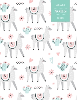 Wide Ruled Notes 110 Pages: Cactus Notebook for Kids, Teens and Students | Succulent Llama Pattern