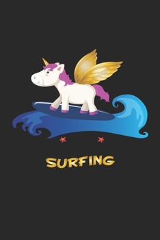 Surfing: Notizbuch, Notizheft, Notizblock - Lustige Geschenk-Idee f�r Einhorn Fans - Karo - A5 - 120 Seiten