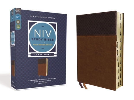 Imitation Leather NIV Study Bible, Fully Revised Edition, Large Print, Leathersoft, Brown, Red Letter, Thumb Indexed, Comfort Print [Large Print] Book