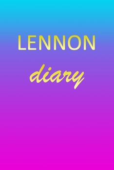 Paperback Lennon: Journal Diary - Personalized First Name Personal Writing - Letter L Blue Purple Pink Gold Effect Cover - Daily Diaries Book