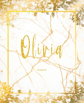 Olivia Notebook: Composition College Ruled One Subject Daily Journal Notebook Marbling With Golden style Quadrille Great Size to Carry Everywhere in Your Bag (Lady Notebook)