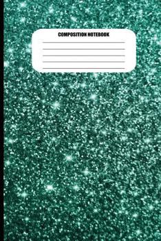 Paperback Composition Notebook: Blue-Green Aquamarine with Sparkles Abstract Design (100 Pages, College Ruled) Book